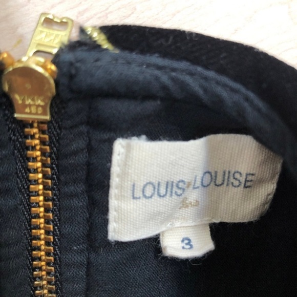 Louis Louise girls soft velvet black gold trim dress - Picture 4 of 7